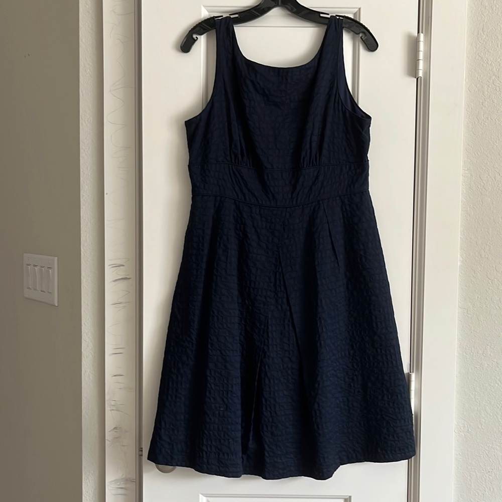 J. Crew navy A-line midi dress